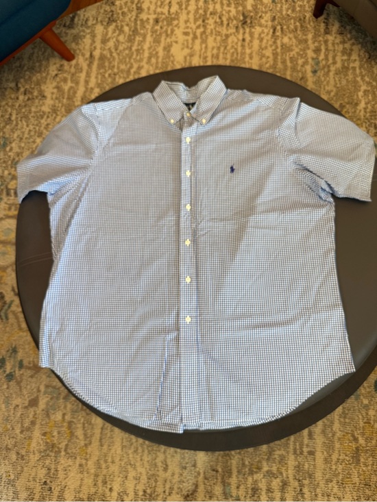 Ralph Lauren Other - Ralph Lauren Gingham Micro Plaid Blue and White Short Sleeve Button Mens XL